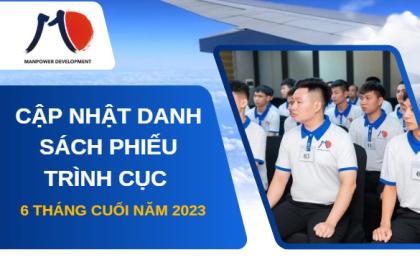 Cập nhật danh sách phiếu trình cục đơn hàng XKLĐ Nhật Bản 6 tháng cuối năm 2023 – Công ty MD Việt Nam