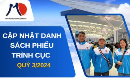 Danh sách phiếu trình cục đơn hàng XKLĐ Nhật Bản quý 3/2024